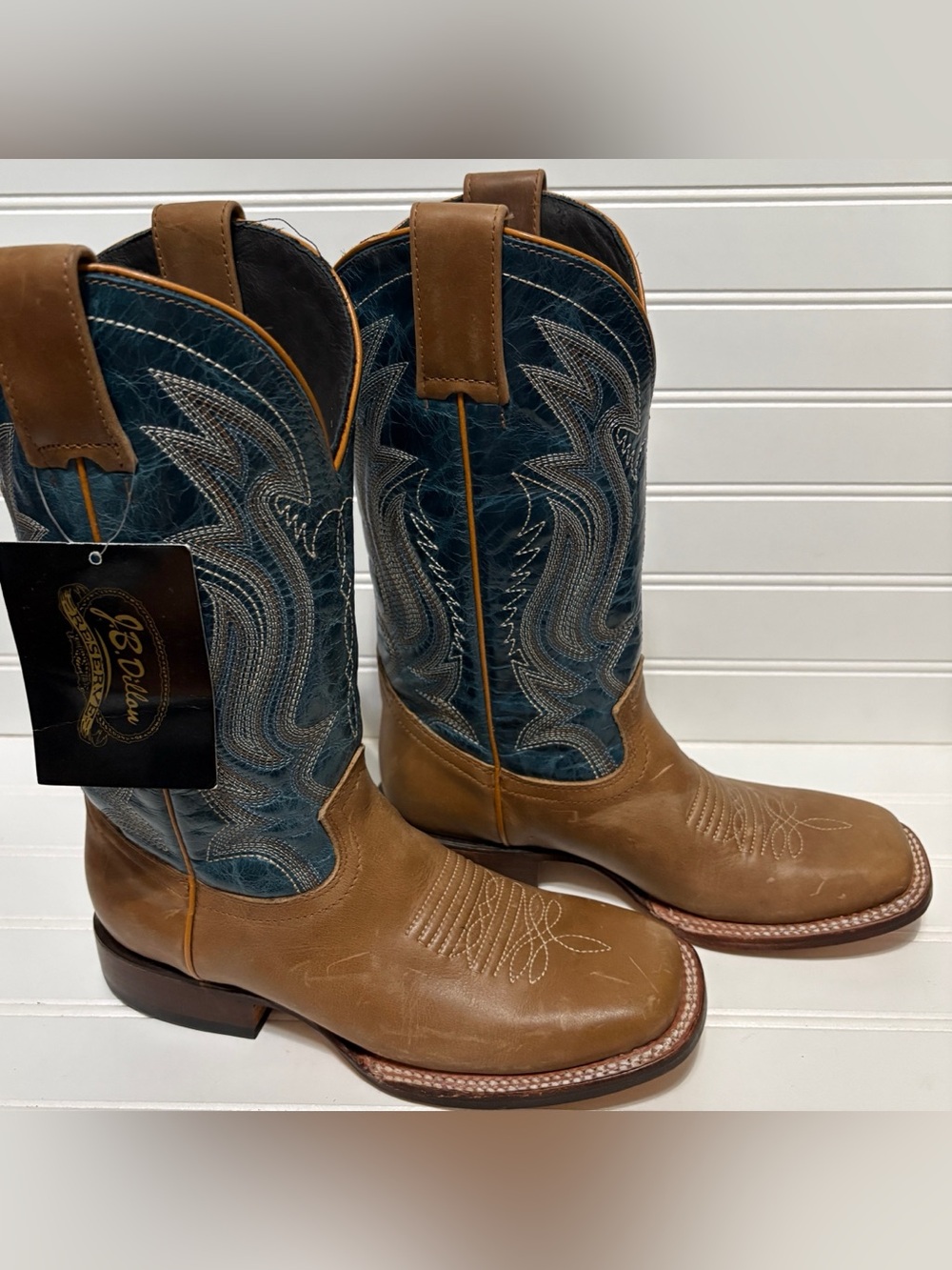 JB DILLON RESERVE Aspen Blue Square Toe Cowboy Boots Womens Size 6 B NEW JBR2111